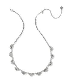 Ember Vintage Silver Crystal Strand Necklace in White Crystal
