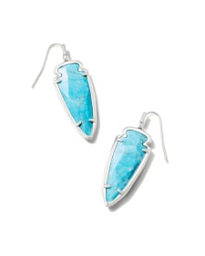 Skylar Vintage Silver Drop Earrings in Variegated Dark Teal Magnesite