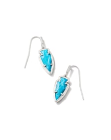 Skylar Vintage Silver Small Drop Earrings in Variegated Dark Teal Magnesite