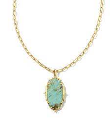 Baroque Vintage Gold Ella Long Pendant Necklace in Sea Green Chrysocolla
