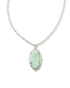 Baroque Vintage Silver Ella Long Pendant Necklace in Sea Green Chrysocolla