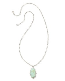 Baroque Vintage Silver Ella Long Pendant Necklace in Sea Green Chrysocolla