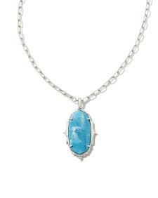 Baroque Ella Vintage Silver Long Pendant Necklace in Variegated Dark Teal Magnesite