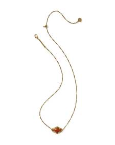 Abbie Vintage Gold Etch Frame Short Pendant Necklace