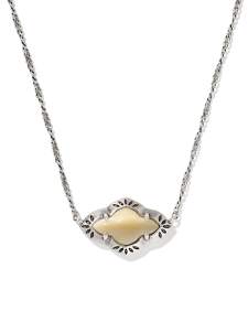 Abbie Vintage Silver Etch Frame Short Pendant Necklace