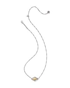 Abbie Vintage Silver Etch Frame Short Pendant Necklace