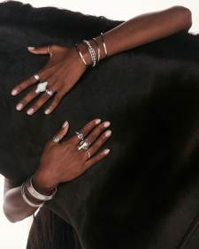 Abbie Vintage Silver Etch Frame Cocktail Ring