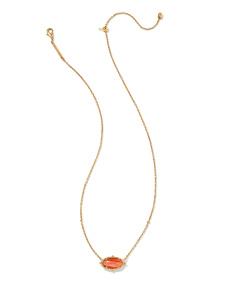 Baroque Elisa Vintage Gold Pendant Necklace in Orange Banded Agate