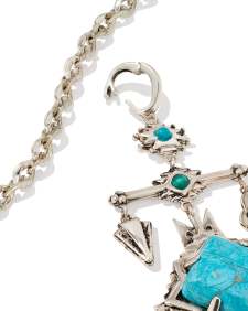 Cass Large Long Pendant Necklace in Vintage Silver