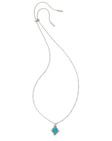 Cass Vintage Silver Long Pendant Necklace in Variegated Dark Teal Magnesite