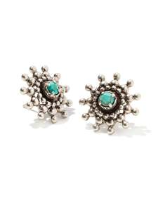 Dryden Vintage Silver Stud Earrings in Variegated Turquoise Magnesite
