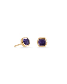 Davie 18k Gold Vermeil Stud Earrings in Blue Iolite