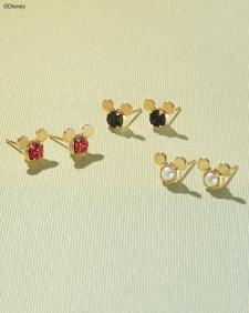 Disney | Kendra Scott Gold Mickey Mouse Stud Earrings in Bright Red Drusy