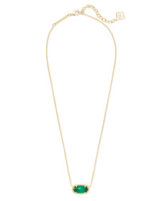 Elisa Gold Pendant Necklace in Emerald Cat’s Eye