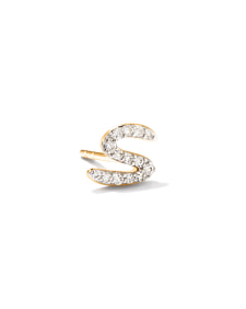 Letter S 14k Yellow Gold Single Stud Earring in White Diamond