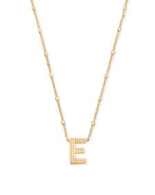 Letter E Pendant Necklace in Gold