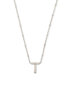 Letter T Pendant Necklace in Silver
