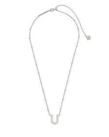 Letter U Pendant Necklace in Silver
