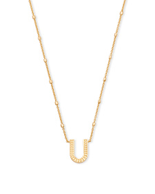 Letter U Pendant Necklace in Gold