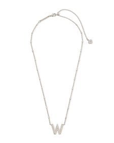 Letter W Pendant Necklace in Silver