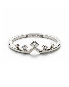 Michelle 14k White Gold Band Ring in White Diamond 