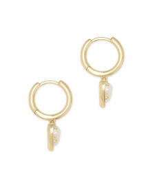 Ari Heart Gold Huggie Earrings in Iridescent Drusy