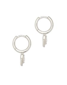 Ari Heart Silver Huggie Earrings in Ivory Mother-of-Pearl