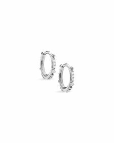 0.12 ct Jett 14k White Gold Huggie Earrings in White Diamond
