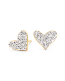 Large Heart Stud Earrings in White Diamond