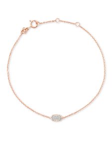 Millicent 14k Rose Gold Delicate Chain Bracelet in White Diamond