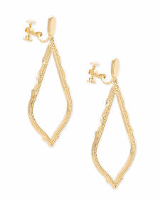 Sophee Clip On Drop Earrings in Gold