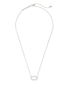 Elisa Open Frame Crystal Pendant Necklace in Silver
