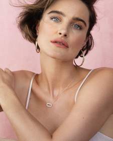 Elisa Open Frame Crystal Pendant Necklace in Silver
