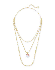 Davis Gold Triple Strand Necklace in Dichroic Glass