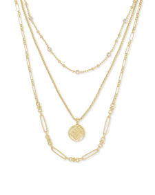 Medallion Coin Multi Strand Necklace in Gold