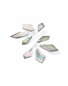 Malika Bright Silver Statement Earrings in Black Mother-of-Pearl
