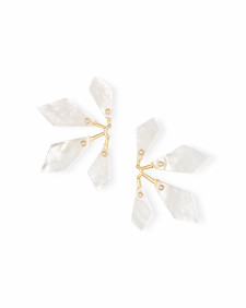 Malika Gold Statement Earrings in Ivory Mother-of-Pearl