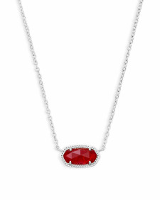 Elisa Silver Pendant Necklace in Ruby Red