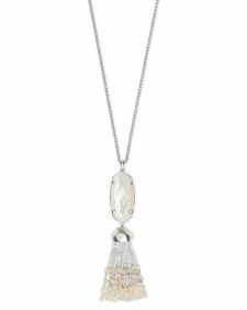 Eva Long Pendant Necklace in Silver