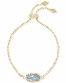 Elaina Gold Adjustable Chain Bracelet in Light Blue Illusion