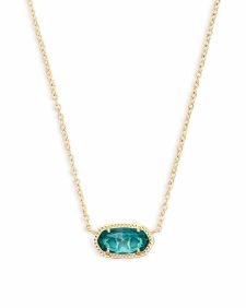 Elisa Gold Pendant Necklace in London Blue Glass