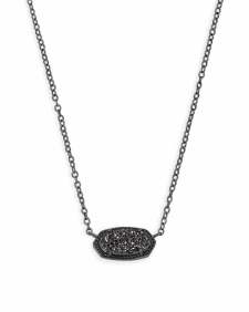 Elisa Pendant Necklace in Black Drusy