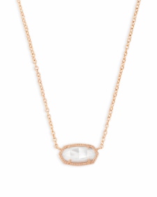 Elisa Rose Gold Pendant Necklace in Ivory Pearl