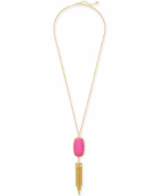Rayne Gold Long Pendant Necklace in Ivory Mother-of-Pearl