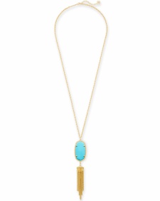 Rayne Gold Long Pendant Necklace in Black Opaque Glass