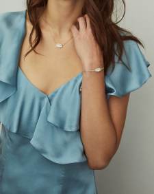 Elaina Silver Adjustable Chain Bracelet in Iridescent Drusy