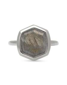 Davis Sterling Silver Cocktail Ring in Gray Labradorite 