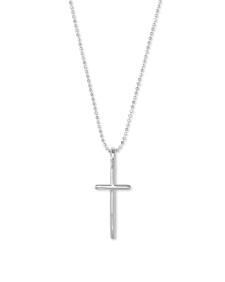 Cross Charm Pendant Necklace in Sterling Silver