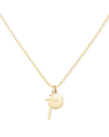 Davis Cross Charm Necklace in 18k Yellow Gold Vermeil