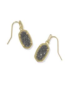 Lee Gold Drop Earrings in Platinum Drusy